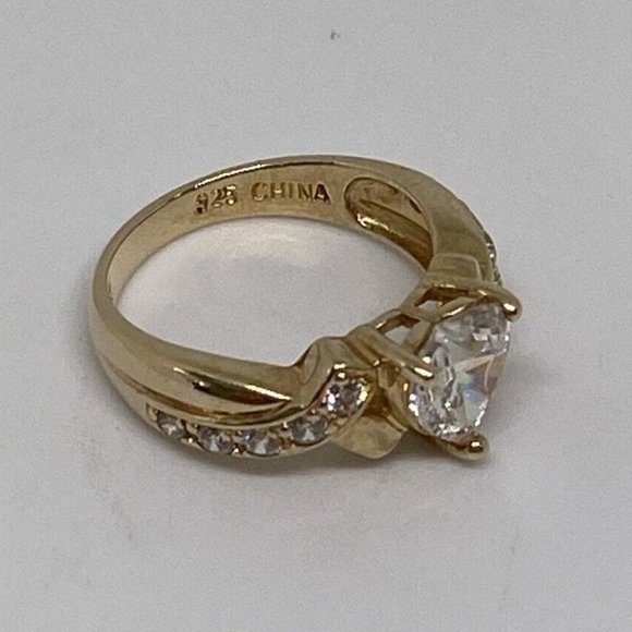 925 STERLING SILVER VERMEIL HEART CZ RING   SIZE- 4.75 - Picture 6 of 8
